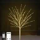 4FT Lighted Birch Tree with 400 LED Warm White Lights, 8 Modes, Timer Remote Faux Prelit Twig Christmas Tree, Light Up Trees for Indoor Outdoor Xmas Holiday Party Decoration