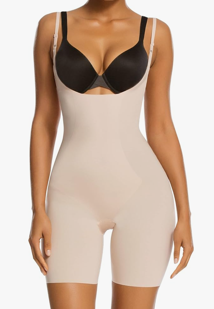 SHAPERX Shapewear for Women Tummy Control Open Bust Thigh Slimmer Body Shaper, M