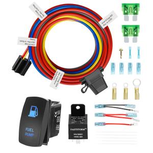 12V Electric Fuel Pump Waterproof Relay Kit Heavy Duty Long Wiring Harness Kit 60 Amp with Fuel Pump Rocker Switches Jumper Wires Set for Cars Trucks Boats ATVs UTVs RVs