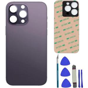 14 Pro Back Glass Replacement for iPhone 14 Pro Rear Back Glass with Pre-Installed Adhesive + Reparing Toolkit(Deep Purple)