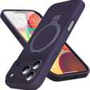 Designed for iPhone 17 Pro Case with Magnetic Invisible Stand, [Compatible with Mag-Safe][Full Camera Protection]Liquid Silicone Shockproof Phone Case with Anti-Scratch Microfiber Lining, Purple