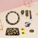 Sunflower Car Accessories Set 23pcs Car Sunflower Steering Wheel Cover,Seat Covers, Seat Belt Covers,Center Console Armrest Pad,Cup Holder Coaster,Keychain, Lanyard,Vent Decor
