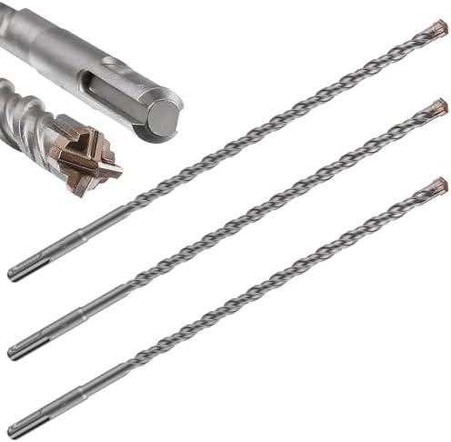 Wensilon Concrete Drill Bit Lengthening 3Pack 3/8" X 12"-10" Cross-Type Double Thread Carbide Material Suitable for Brick, Cement Walls, Stone, Extra Long Hammer Drill Bits