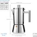 Easyworkz Diego Stovetop Espresso Maker Stainless Steel Italian Coffee Machine Maker 6Cup 10 oz Moka Pot Induction Espresso Pot