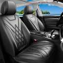 Fit Santa Fe Car Seat Covers for Hyundai Santa Fe 2009-2025 2026 - Luxury Leather, Anti-Slip, All-Weather Seat Cushions, Waterproof & Breathable, Airbag Compatible, Full 5-Seat Set (Black)