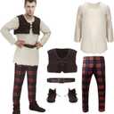 AMNPOLEN Men Costume Sublimation Shirt Vest Pants Belt Halloween Movie Character Cosplay Outfit (X-Large)