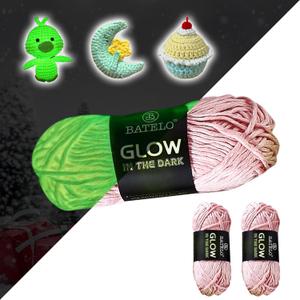 Glow in The Dark Crochet Luminous Polyester Yarn - Halloween Party Ghost Pumpkin Doll - Total 3.52oz/100g 115.92yd/106m Light Pink