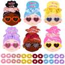 Valentines Gift for Kids Classroom - 24 Pack Valentine Cards with Hair Scrunchies, 6 Color Girls Valentines Gifts for School Exchange, Class Valentine Day Gifts for Kids Party Favors