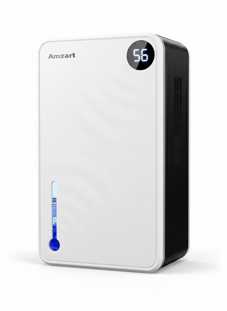 Amzart Dehumidifier 118 OZ for Home, Dehumidifier (980 sq.ft) With Humidity Display, Time Setting Dehumidifier, Dehumidifier with Drain Hose, Defrost function Dehumidifier, White