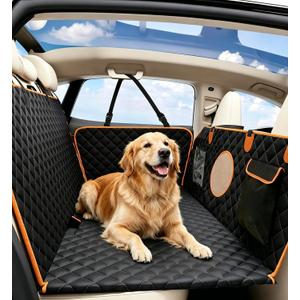 Hard Bottom Back Seat Extender for Dogs, Dog Car Seat Cover for Back Seat, Holds 420lbs, Durable Waterproof Pet Car Bed Dog Hammock for SUV/Car/Small Truck (Black)