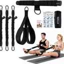 Multifunction Pedal Resistance Band with Handle, 3 Tube Adjustable 30/40/50LB Foot Pedal Puller Resistance Bands with Poster, Extended Length Tension Rope for Men Women Full Body Workout Home Gym (Black)