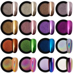 Artdone 16 Jars Chrome Nail Powder Nail Art Fimo Striping Tape Lines Decoration Metallic Mirror Effect Holographic Aurora Chameleon Pigment Powder 1g/Jar Pearl for Resin Craft & Nail Art
