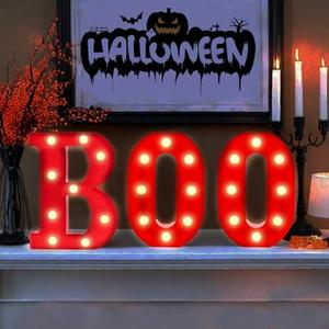 Halloween Decorations, "BOO" Light Up Sign, LED Marquee Light Up Letters, Halloween Decor Indoor for Kitchen, Bedroom, Party, Tabletop