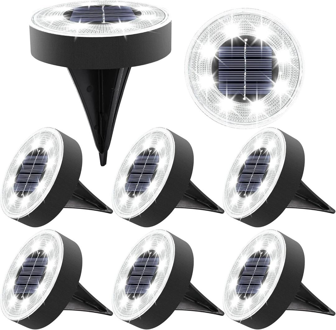 Joomer Solar Ground Lights, 8 Pack 8 LED Solar Lights Outdoor Waterproof IP68 Solar Disc Lights In-Ground Landscape Lighting Outdoor Lights for Patio Pathway Lawn Yard Driveway Walkway (White)