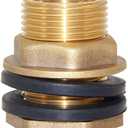 Joywayus 1/2" Female 3/4" Male Soild Brass Water Tank Connector Theaded Bulkhead Fitting With 2 Rubber Rings Stablizing