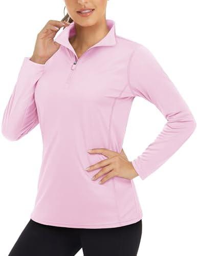 Boladeci Women's UPF 50+ Sun Shirts 1/4 Zip Lightweight Long Sleeve Summer Tops UV Protection Quick Dry Golf Shirts Size S