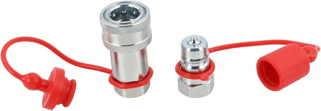 3/8" NPT Ag Hydraulic Quick Connect Coupler, ISO 5675 Poppet Pioneer Style Tractor Couplers with Dust Caps, Interchangeable with Parker 4000 Series | Safeway S20 Series