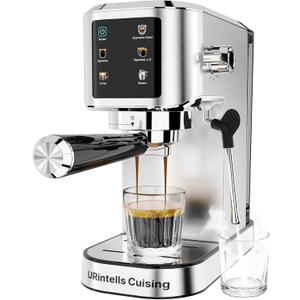 Espresso Machine 20 Bar, Touchscreen Espresso Maker with Steam Milk Frother, Stainless Steel Expresso Coffee Machine for Home with Removable Water Tank for Cappuccino Latte, Cold Brew, Long Coffee
