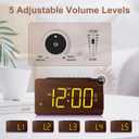 Wooden Digital Alarm Clock for Bedrooms - Extra Loud Alarm for Heavy Sleepers, Adjustable Volume & Brightness, DST, Dual Use as Desk/Wall Clock, Elegant Wood Decor for Home & Office