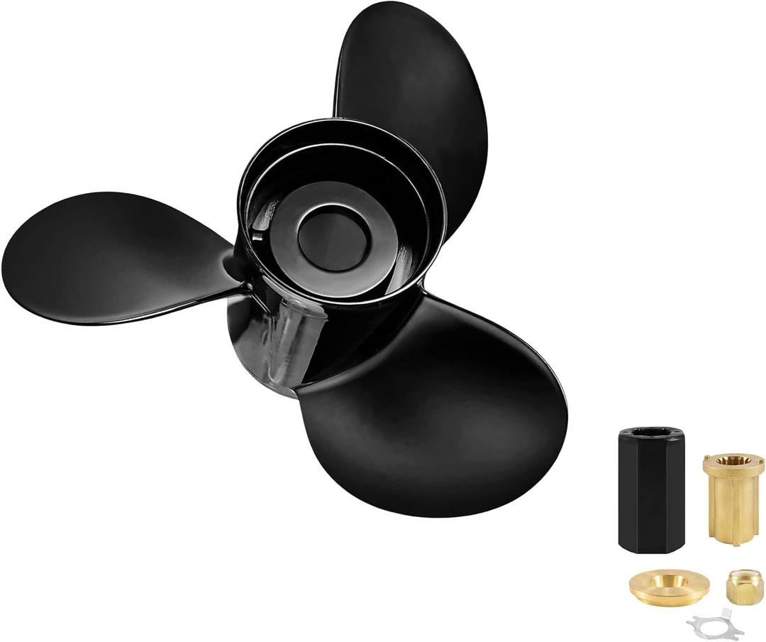 48-77346A45 13 X 19 Pitch 3 Blade 15 Spline Tooth Outboard Boat Propeller Replacement for Mercury 40-140 HP Aluminum Prop with Hub Kit