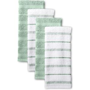 KitchenAid Albany Kitchen Towel 4-Pack Set, Pistachio/White, 16"x26"