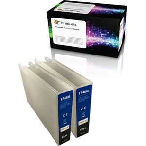 OCProducts Remanufactured Ink Cartridge Replacement 2 Pack for Epson 748XL for Workforce Pro WF-6090 WF-6530 WF-6590 WF-8090 WF-8590 (2 Black)