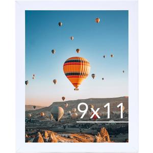 JCJMY 9x11 Picture Frame White for Wall Hanging or Tabletop, Wall Mounting Horizontally or Vertically, 9 x 11 Wall Gallery Poster Photo Frames with Shatter Resistant Plexiglass, White