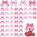 Daifunli 48 Pcs 6 Inch Valentine Bows for Wreath Valentine's Love Heart Bows Bulk Red and Pink Gift for Wrapping Holiday Basket Ornaments Party Decor