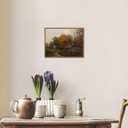 Floating Framed Canvas Wall Art Decor  Vintage Autumn by the Water Landscape Paintings Prints, Nature Countryside Pictures Wall Decor for Living Room Bedroom Office Decoration 8x10 inch