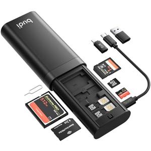 BUDI Multifunctional SD Card Reader, SD/TF/Micro SD/CF/MS/M2 7-in-1 5Gbps High-Speed Memory Card Reader USB 3.0 Type-C Interface Carrying Case Holder for Cameras, Smartphones, Drones, Action Cameras