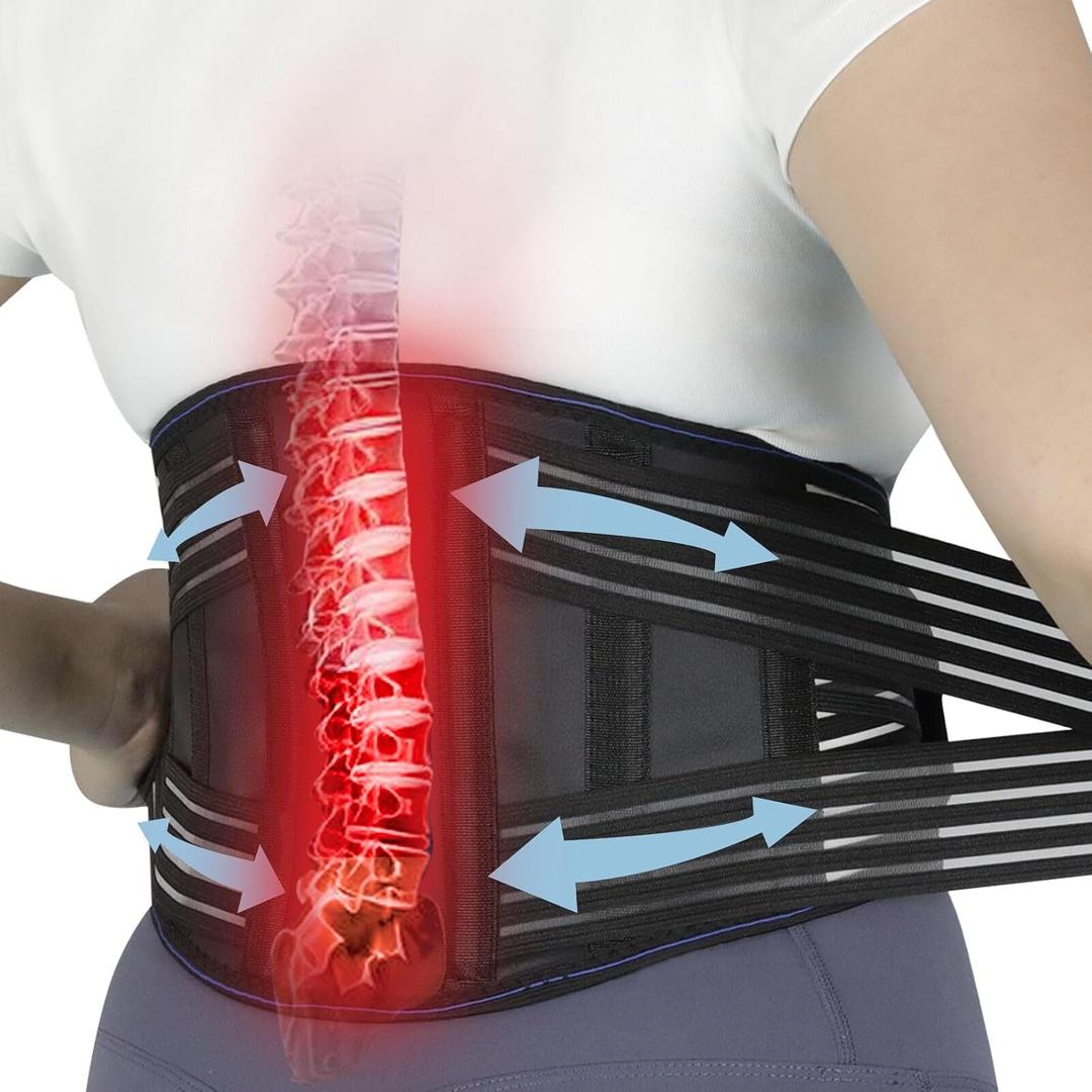 Back Brace for Lower Back Pain Relief - Adjustable Breathable Lumbar Support Belt with 6 Reinforced Steel Stays for Men & Women, Sciatica, Herniated Disc, Scoliosis & Muscle Support (Black, Small)