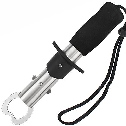 Fish Lip Gripper, Fishing Tools, Stainless Steel Fish Holder Tackle EVA Foam Handle with Wrist Strap Corrosion Resistant for Freshwater Saltwater Perfect Fishing Gift 2Pcs