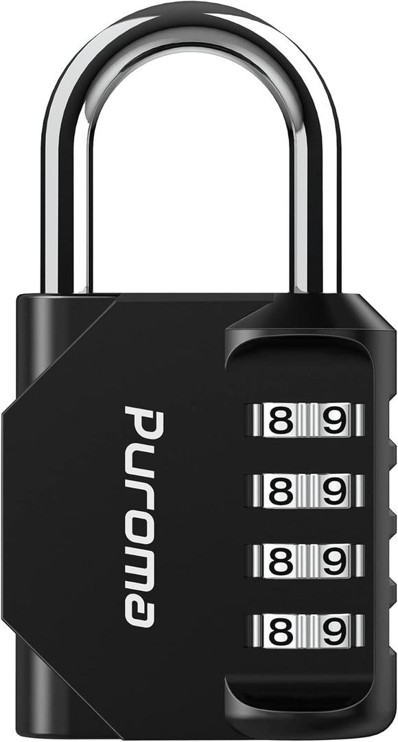 Puroma 1 Pack Combination Lock for Locker 4 Digit Outdoor Waterproof Padlock for School, Gym, Sports, Fence, Toolbox, Gate, Case, Outdoor, Hasp Storage, Cabinets (Black)
