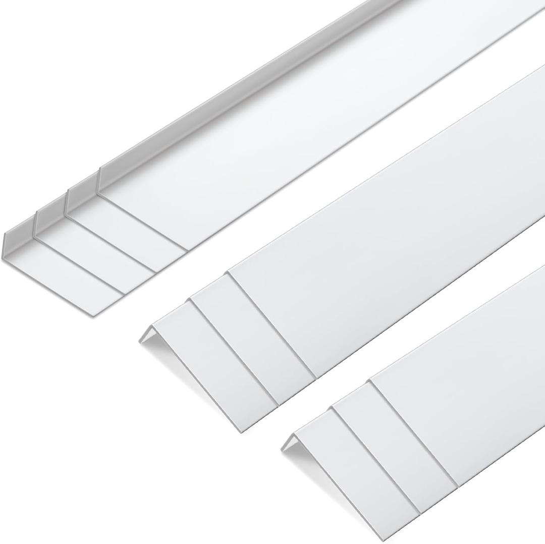 Sasylvia 10 Pcs 3 x 1 x 48 Inches Wall Corner Protector Guards, Avoid Scratching Scuffs, White Vinyl Corner Trim Molding, Ease Install & Cleaning for Door Countertop Furniture Cabinet Protection