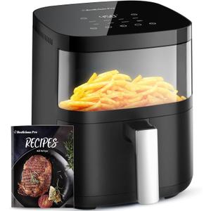 Air Fryer, Beelicious 8-in-1 Smart Compact 4QT Air Fryers, with Viewing Window, 450F Digital Airfryer with Flavor-Lock Tech, Dishwasher-Safe & Nonstick, Fit for 1-3 People, Black (Black-Matte)