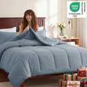 CozyLux Oversized Queen Comforter Set, 270GSM Grayish Blue Bedding Sets for All Seasons, 3 Pieces 98x98 Bed Set with 1 Down Alternative Comforter and 2 Pillow Shams, Soft, Lightweight, Breathable