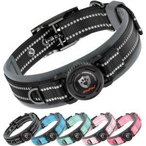 Dog Collar with Airtag Holder for XLarge Dogs, Upgraded Waterproof Air Tag Dog Collar Widened Comfortable Padded, Reflective, Ultra-Durable, Heavy Duty Dog Collars Adjustable - XL(24" - 28") Black