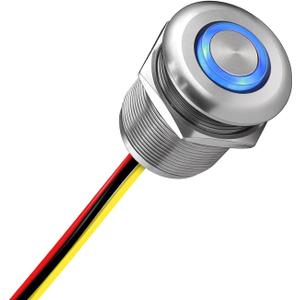 Acegoo 12 Volt Dimmer Switch High-Side PWM Dimming Switch, 7/8" Mounting Hole w/Blue Backlight for RV Boat Truck Camper Van Trailer Light Fixture & LED Strip Lights-DC 12V 6A Full Aluminum (Sliver)