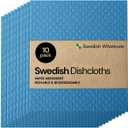 Swedish Dishcloth Cellulose Sponge Cloths  Bulk 10 Pack of Eco-Friendly No Odor Reusable Cleaning Cloths for Kitchen  Absorbent Dish Cloth Hand Towel (Blue)