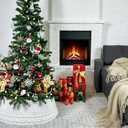 Knitted Christmas Tree Skirt 28Inch Snowflake Design Machine Washable Base Cover for Holiday Decoration (White)