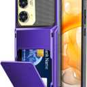 COOYA for Moto G Stylus 2024 Case Wallet 5 Credit Card Holder Slot Flip Cover G Stylus 2024 Wallet Case Back Pocket Dual Layer Protective Hard Shell TPU Rubber Bumper for Moto G Stylus 2024 5G Purple
