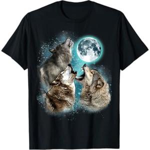 3 Wolf Moon Howling Wolf Head Funny Wolves For Men Women T-Shirt 2XL