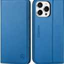 SHIELDON Wallet Case for iPhone 16 Pro Max 5G 2024, Genuine Leather Magnetic RFID Blocking Credit Card Slot Kickstand Full Protection Case Compatible with iPhone 16 Pro Max 6.9" - Nappa Sapphire Blue