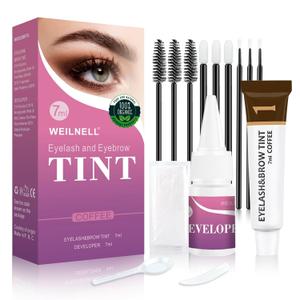 Eyelash & Eyebrow Color Kit, Professional Instant Coffee Lash & Brow Color Kit, Eye Lash & Eye Brow Coloring Set with Natural Bushy Results, Easy to Use & Salon Beauty at Home 7ml Dark Brown