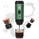 EVERANGE Portable Electric Espresso Machine, Travel Coffee Maker Brewer Compatible with Ground Coffee & NS Capsules (Green with LCD Screen)