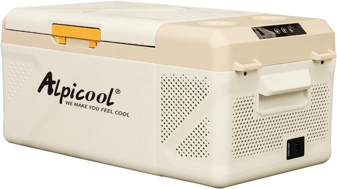 Alpicool KM15 Portable Freezer, 12 Volt Car Refrigerator, 17 Quart (15.9 Liter) Fast Cooling Fridge, 12/24V DC and 100-240V AC for Outdoor, Camping, RV, Truck (Grey)