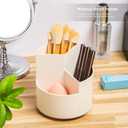 Desk Pencil Pen Holder, 3 Slots 360-Degree Spinning Organizers, Desktop Storage Stationery Supplies, Cute Cup Pot for Office, School, Art Supply, Kids - White
