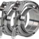 2.25 inch Quick Release V Band Clamp with Male Female Flanges 304 Stainless Steel, 2pcs 2.25"