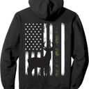 Whitetail Deer Hunting Hunter Buck Camo American Flag USA Pullover Hoodie, Medium