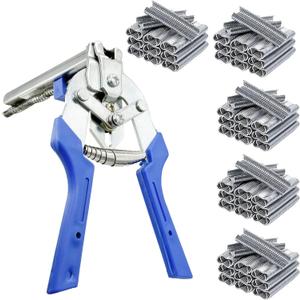 Type M Nail Ring Pliers,Multi-function Cage Clamp Hog Ring Pliers with 3000pcs M Clips for Fence Fastening, Upholstery Installation, Animal Cages